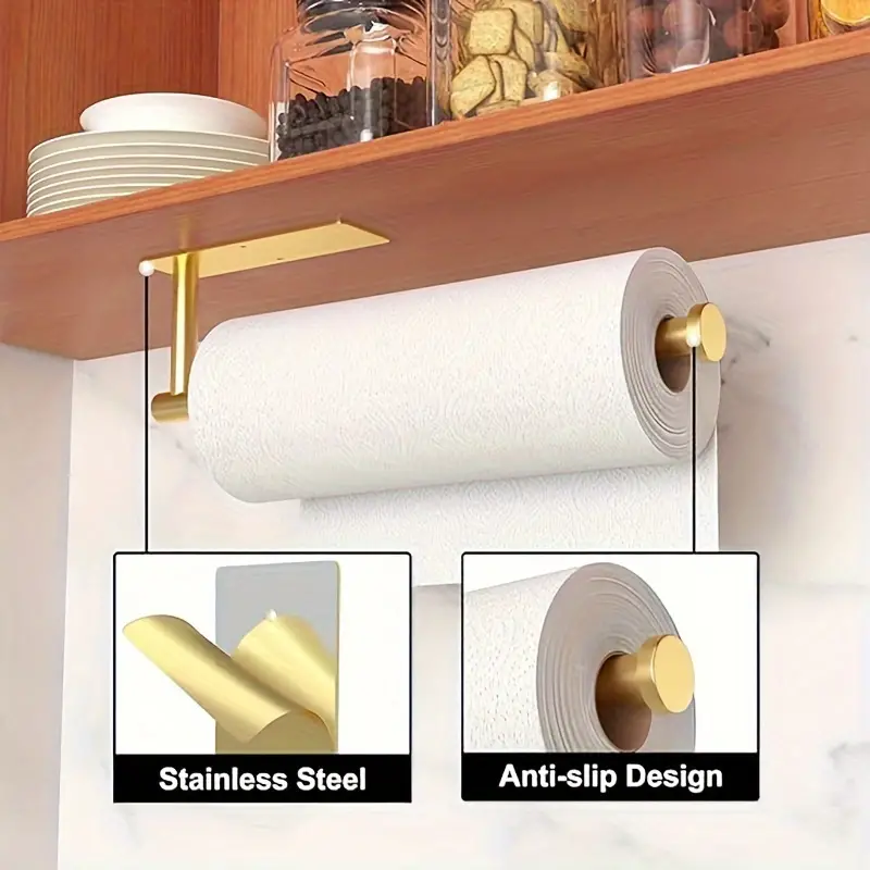 Paper Towel Holder Under Cabinet Wall Mounted Stainless Steel Rack Kitchen  Home