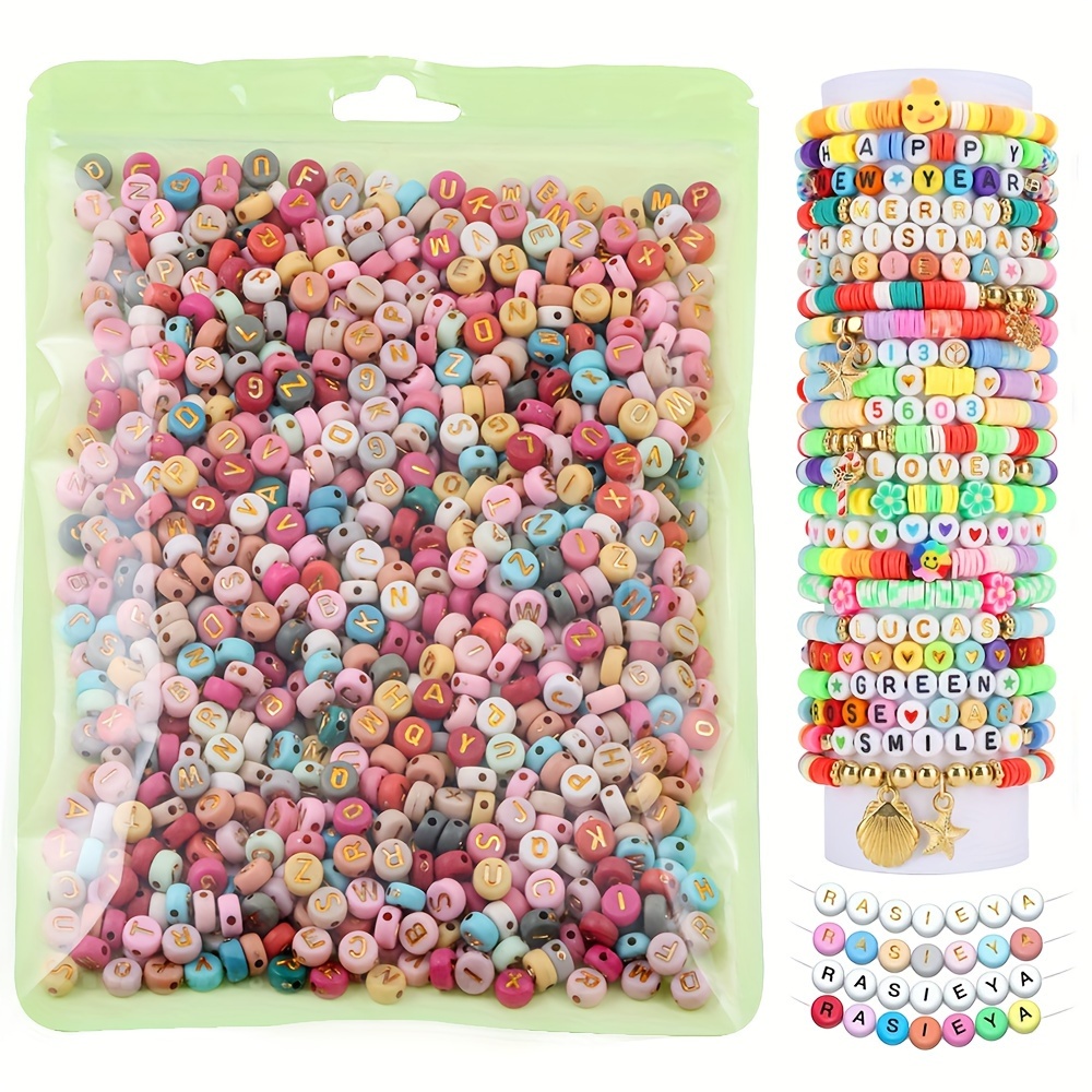 

500/1000pcs 4x7mm Letter Beads Colorful Acrylic Beads For Jewelry Making Diy Fashion Bracelet Necklace Birthday Gift Small Business Supplies