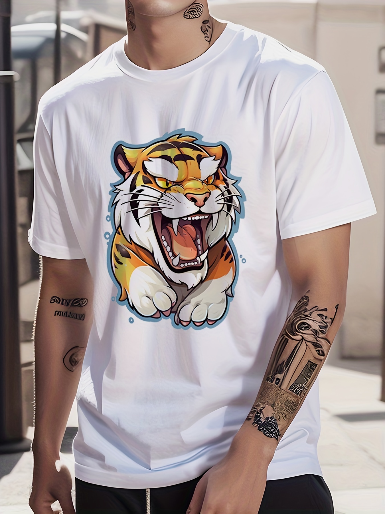 Men's Tiger Head Print Fashion Cotton Breathable Comfortable - Temu