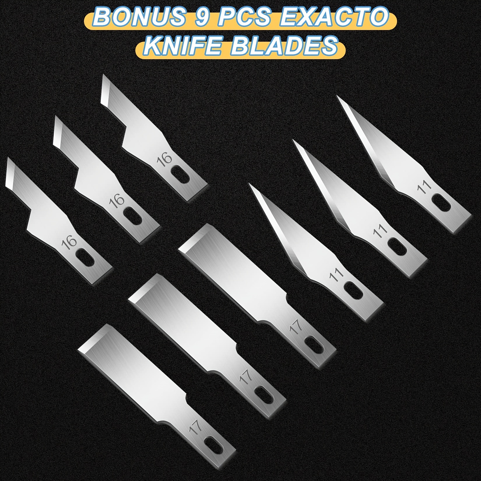 DIYSELF 1 Pcs Exacto Knife with 11 Pcs SK5 High Carbon Steel Exacto Blades  Kit, Precision Knife Craft Knife Hobby Knife, 1pcs Steel 15cm Ruler for