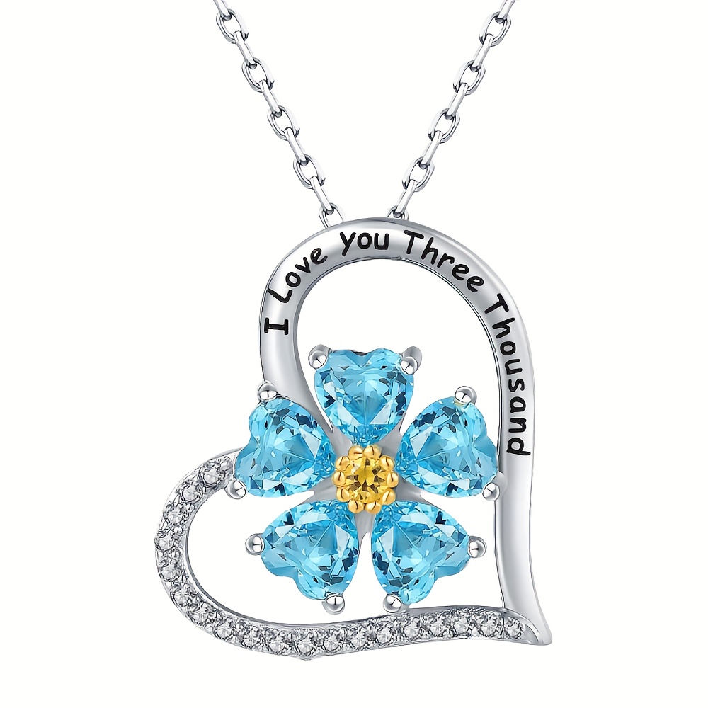 Heart Photo Locket With Real Forget Me Not Blue Flowers 