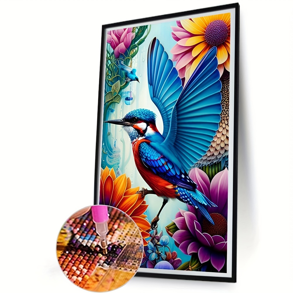 5d Diy Big Diamond Painting Set For Adults Colorful Bird - Temu