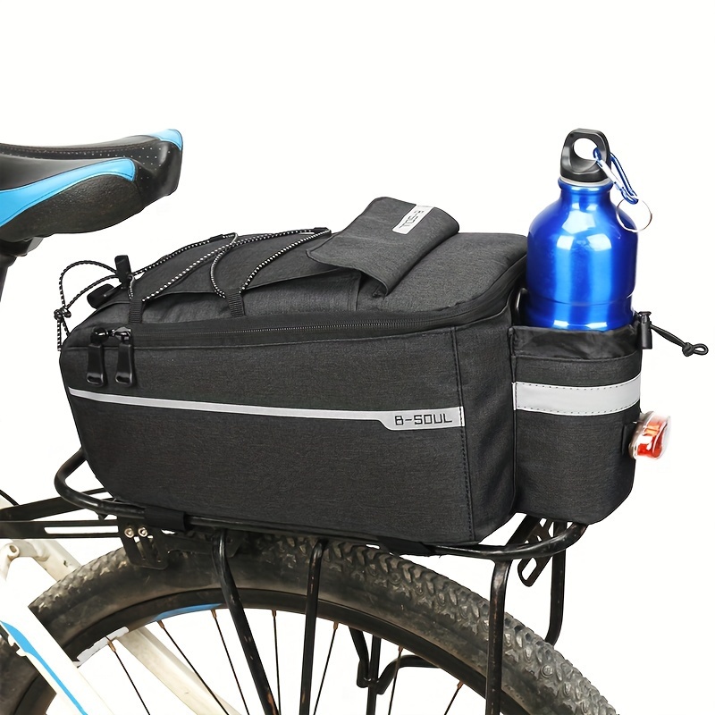 

1pc Travel Large Capacity Bicycle Rack Bag, Detachable Riding Storage Bag With Insulated Layer, Adjustable Shoulder Strap, Portable Waterproof Nylon Fabric Bag