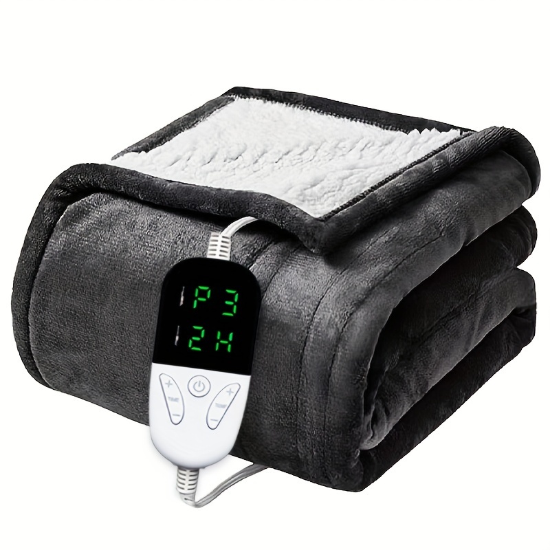 Calentador eléctrico de pies de franela suave con apagado automático de 2  horas y 3 ajustes de temperatura, uso de cuerpo completo para pies, manos