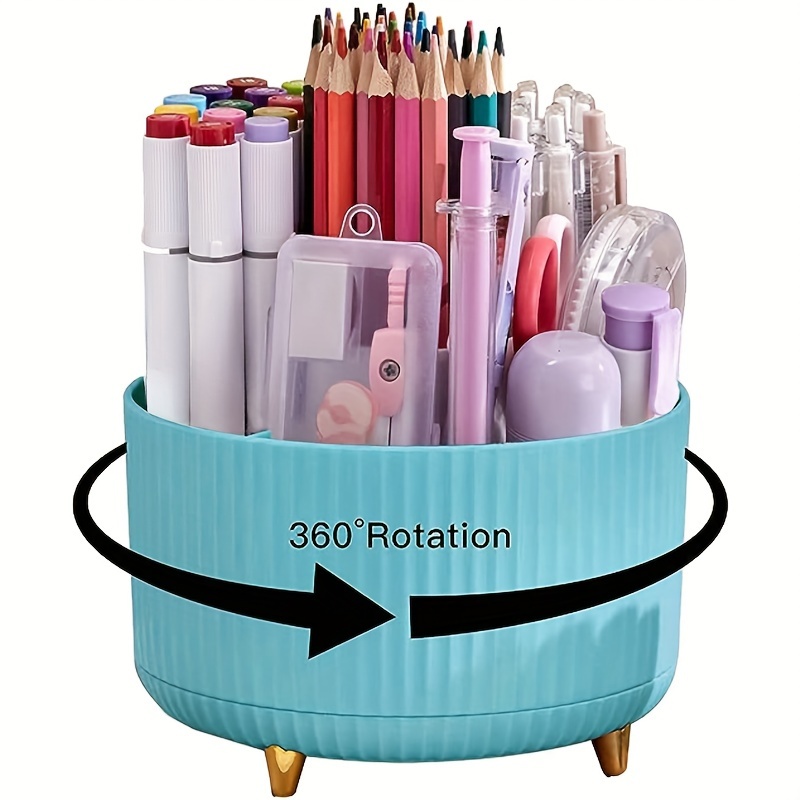 Pen Holder Desk Pencil Holder 5 Slots 360° Degree Rotating - Temu