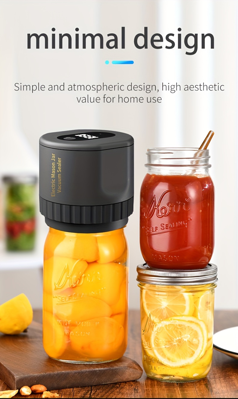 electric mason jars vacuum sealer for canned jars suitable for wide mouth and regular mouth mason jars for storing dry food including 5 wide mouth and 5 regular mouth mason jar lids black details 8