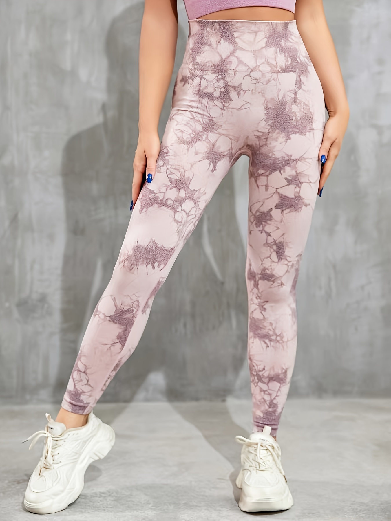 Pantalones de yoga de alta elasticidad con estampado tie dye, leggings  deportivos para correr y hacer ejercicio, ropa deportiva para mujeres