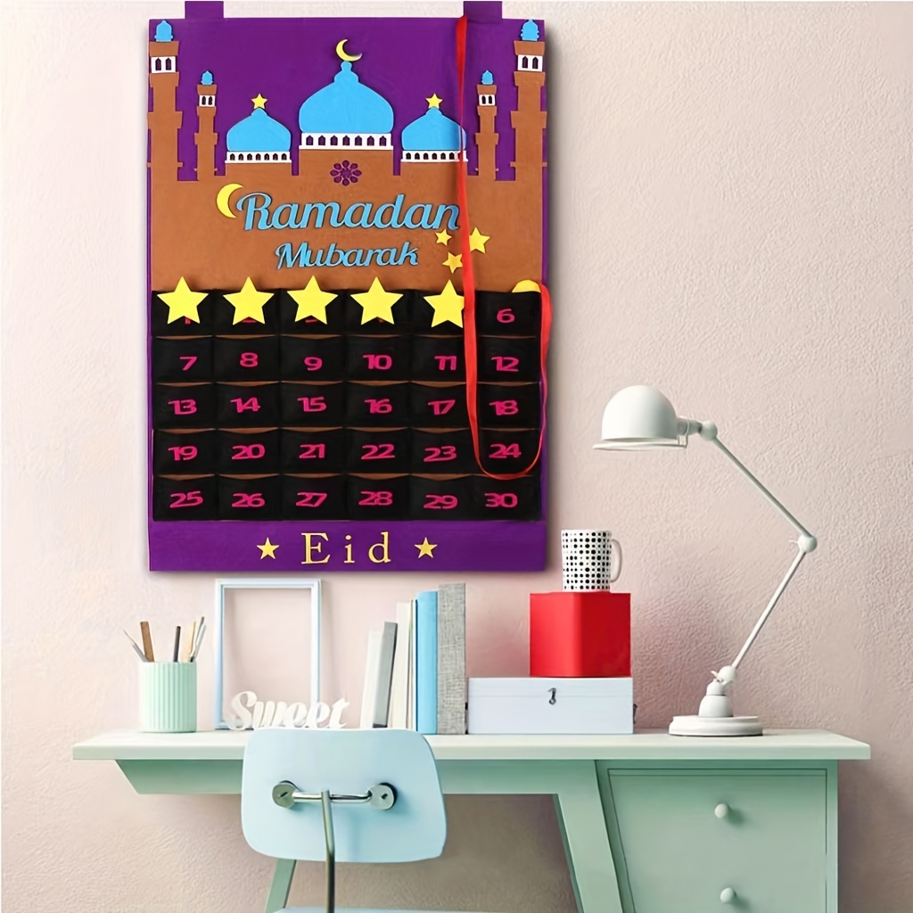 Décorations de vacances de feutre de tenture bleu d'Eid Mubarak de