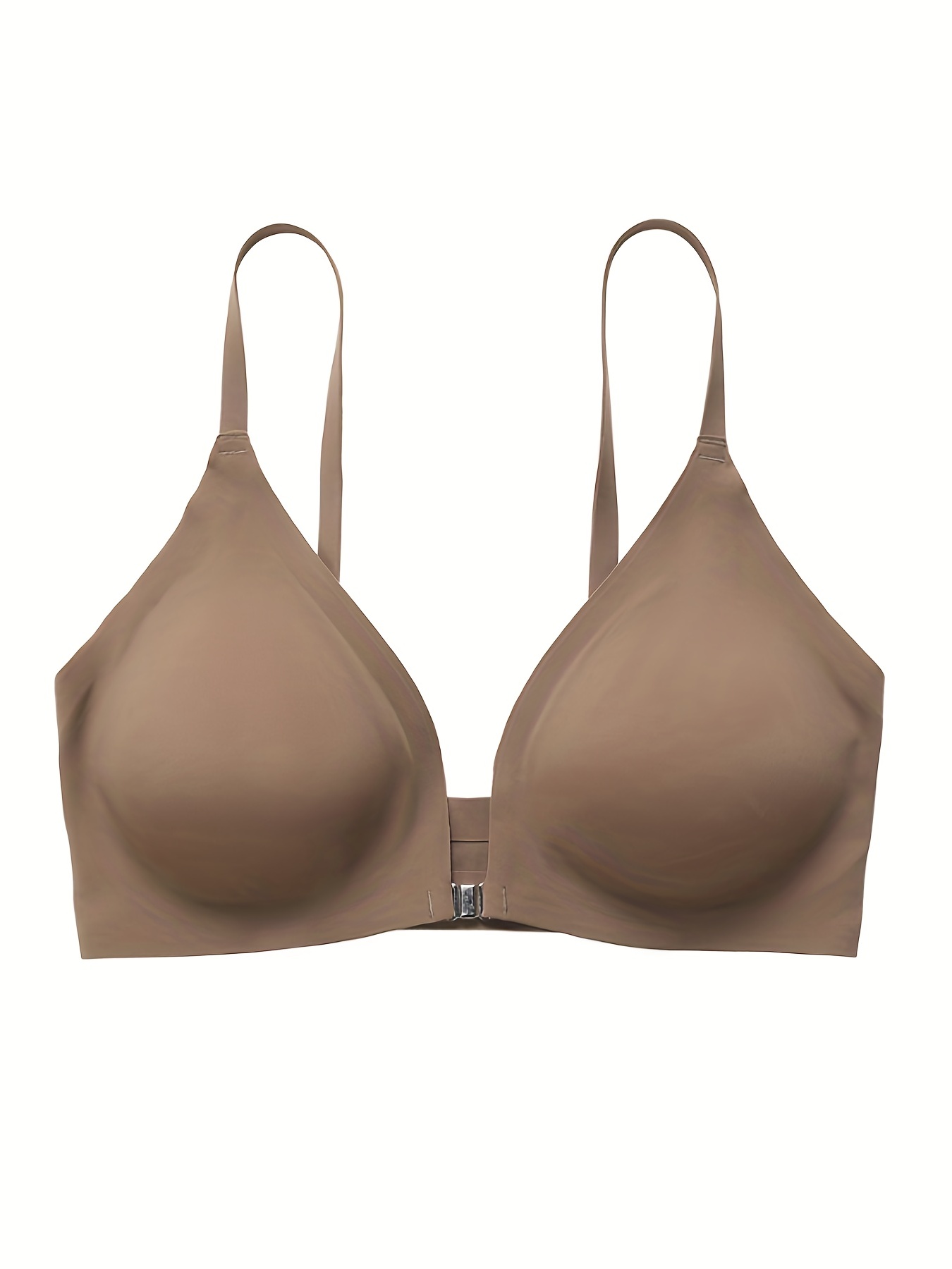 Simple Solid T shirt Bras Comfy Front Buckle Push Bra - Temu