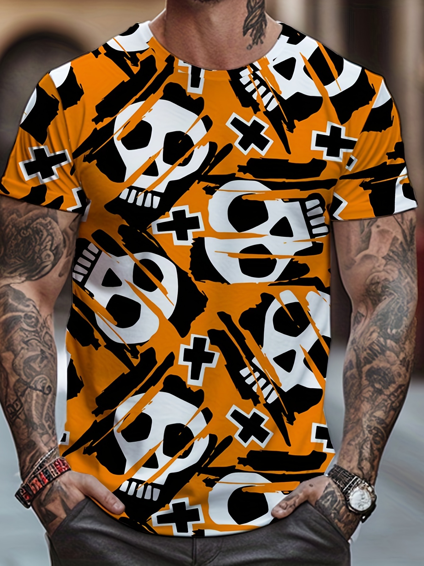 Camiseta Hombre Estampado Calavera En 3d Moda Camisetas - Temu Chile