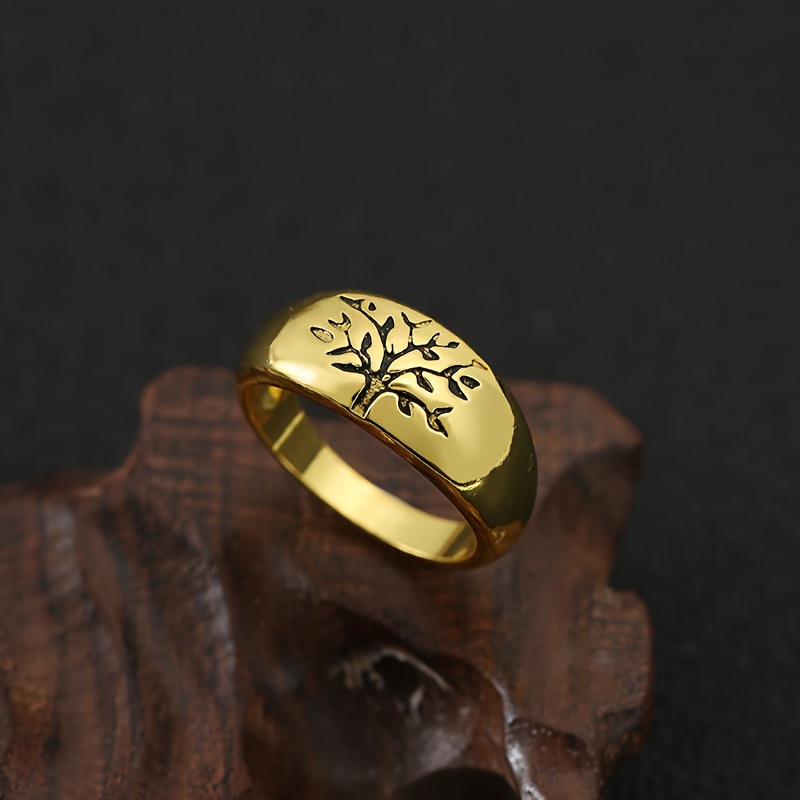 Men's Fashion Retro Copper Ring Cool Tree Pattern Ring Temu Ireland
