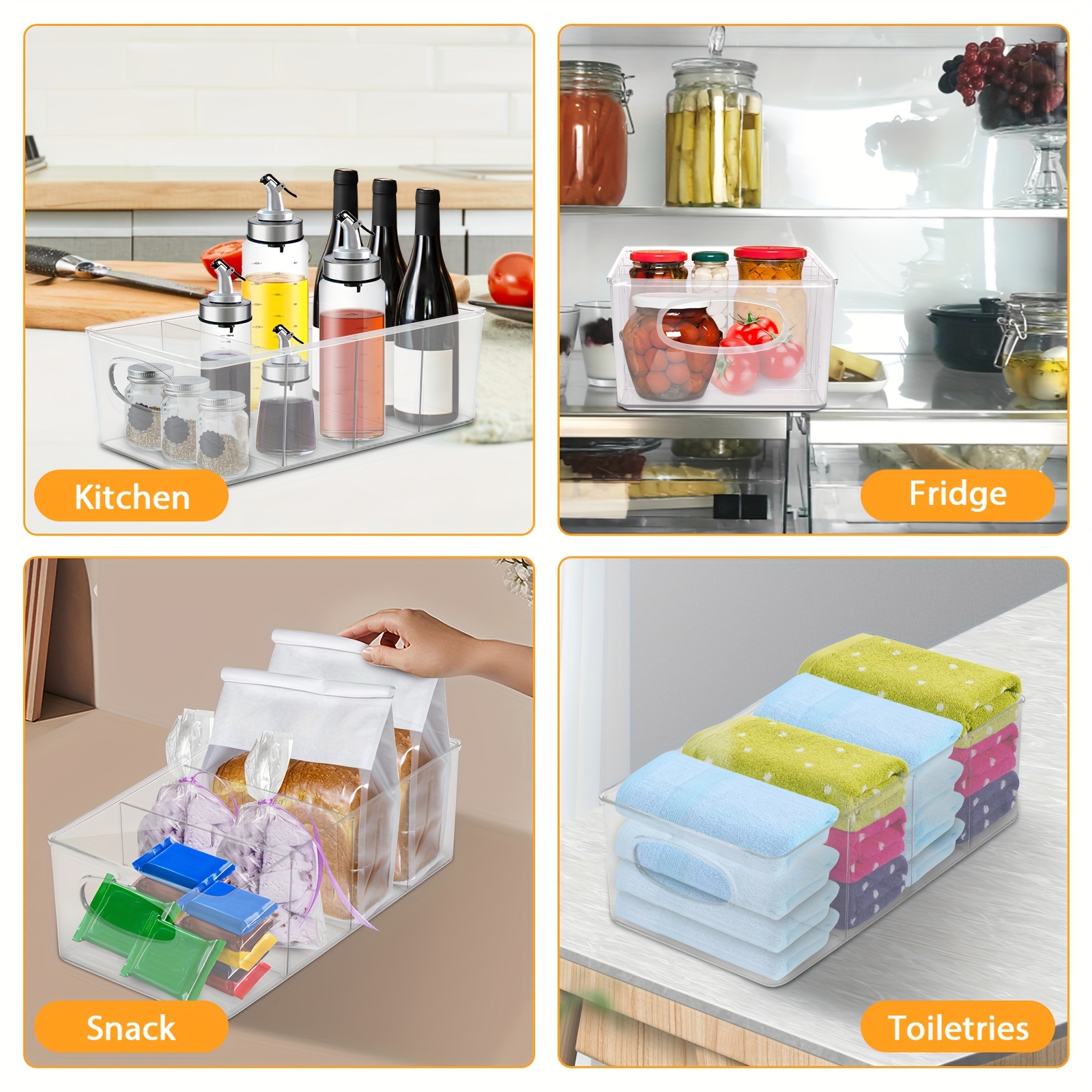 11 x 5.5 x 3.5 Clear Plastic Storage Bins with Dividers