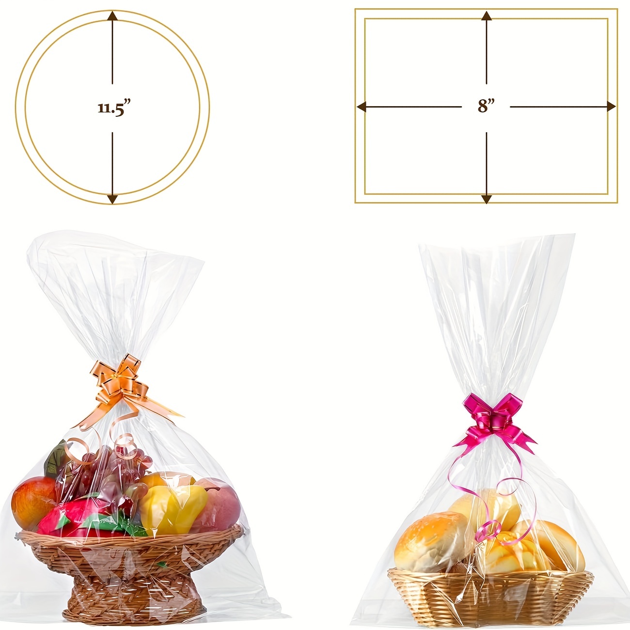 Extra Large Shrink Wrap Basket Bags Gift Baskets Clear - Temu