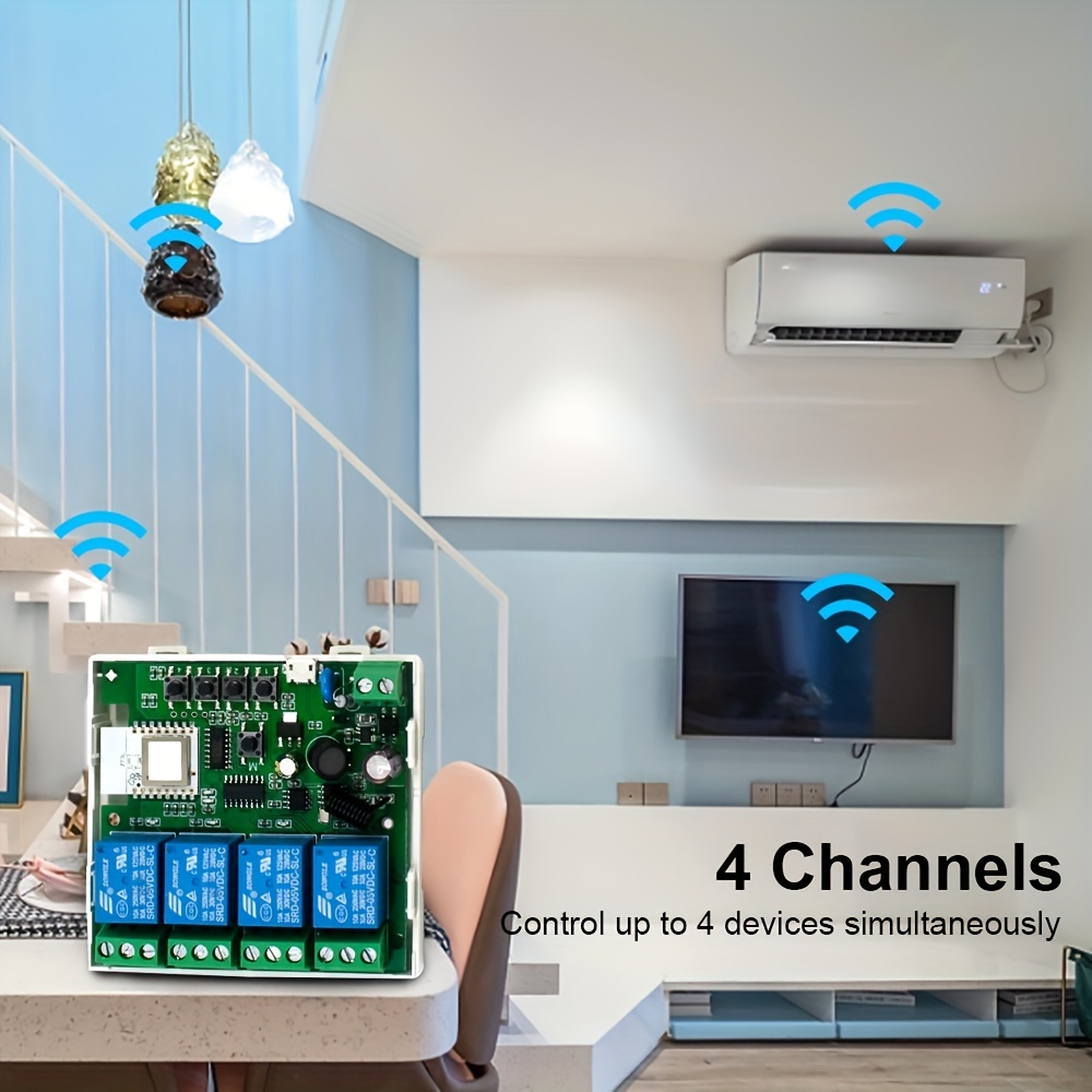 Tuya Smart WiFi 4 Channel Relay Module compatible with Alexa and