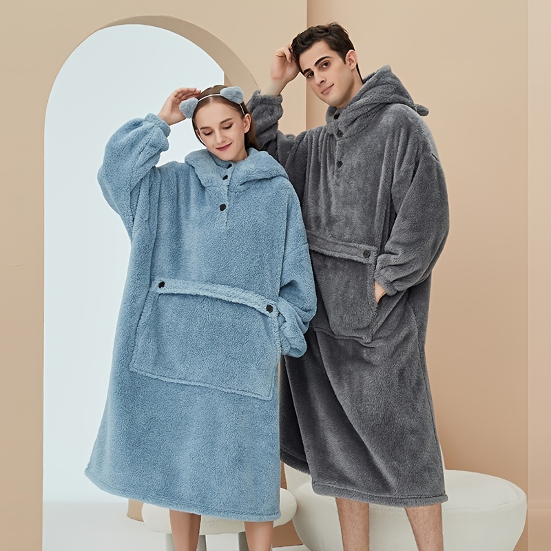 Pijama De Invierno Pareja Ropa De Dormir Bata De Baño Hombres