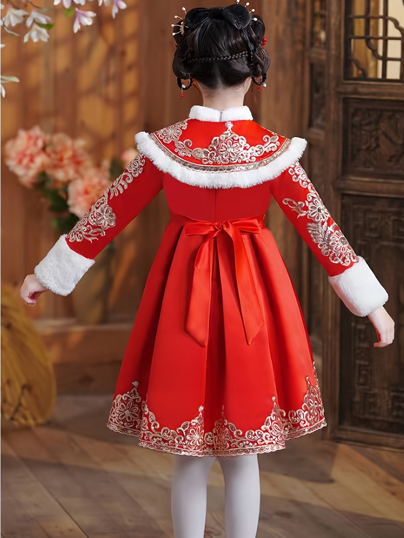 chinese christmas dress girls chinese red hanfu new years tang sequin