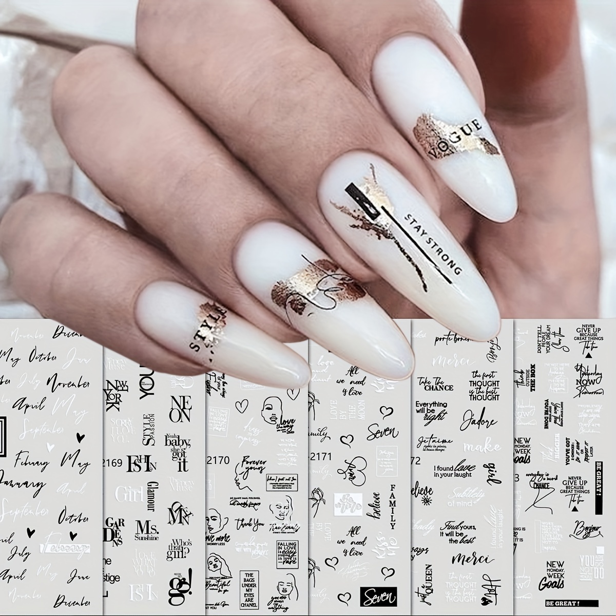 French Nail Art Stickers - Self-adhesive Pegatinas For Beautiful