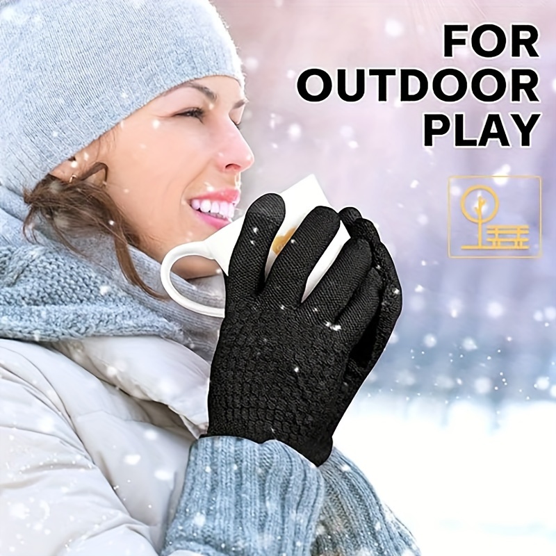 Women's Winter Touch Screen Gloves Warm Fleece Lined Knit Gloves