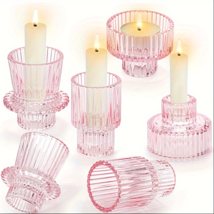  6 Pcs Vintage Candlestick Holders Taper Resin Candle