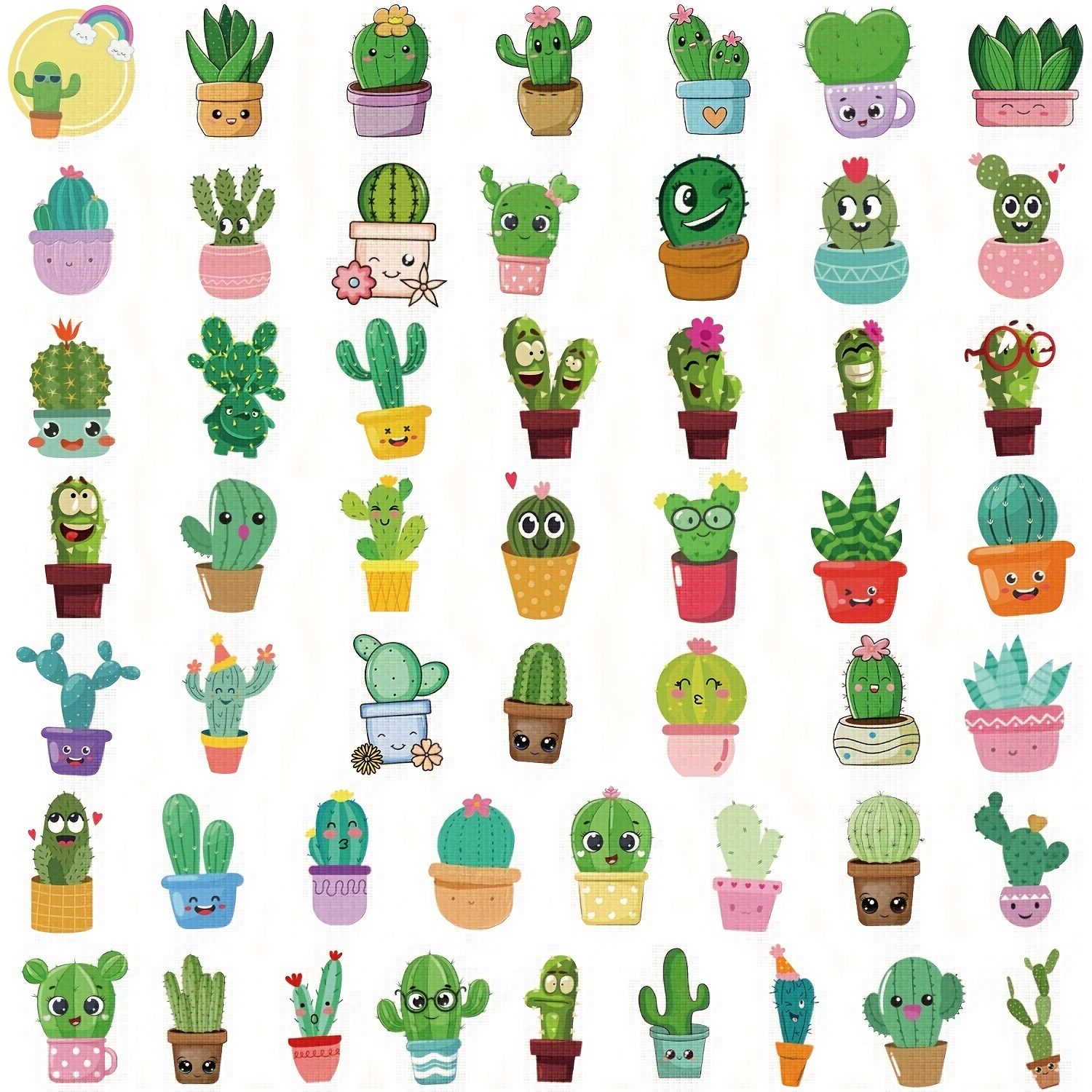 50pcs Cactus Cartoon Graffiti Stickers Teléfono Guitarra - Temu