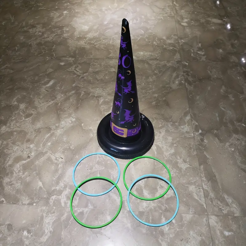 halloween ring toss game 1 inflatable witch hat with 10 plastic rings and pump super fun halloween games for kids adults party supplies christmas halloween thanksgiving gift details 3