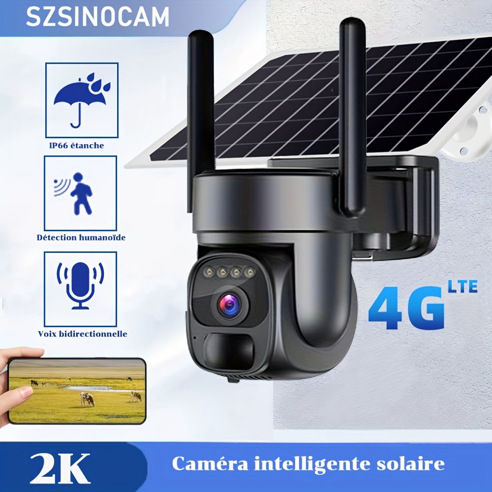 3G/4G LTE Caméra Surveillance Intérieur avec Carte SIM Détection  Humaine/Mouvement Suivi Automatique pour Bébé/Animaux