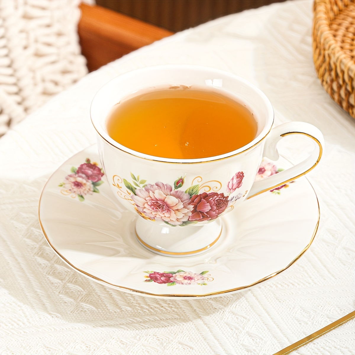 Tea Cup And Saucer Spoon, Chinese Tea Cup, Royal Ceramic Floral Coffee Cup,  Vintage Creative Afternoon Tea Cup - Temu Germany