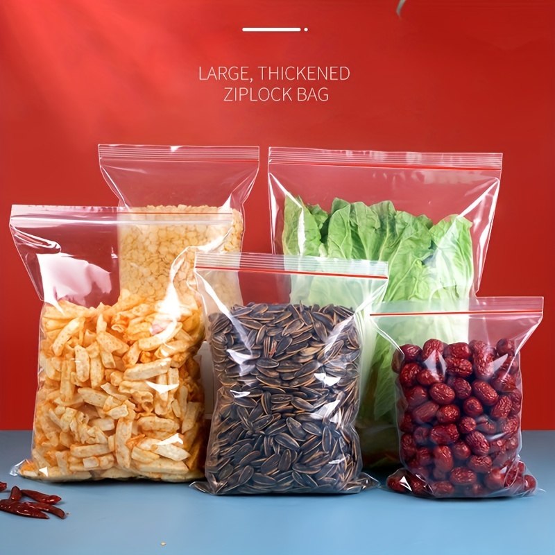 Red Blue Edge Thick Transparent Zip Lock Plastic Bags Small Plastic Zipper  Bag 100PCS Multiple Size