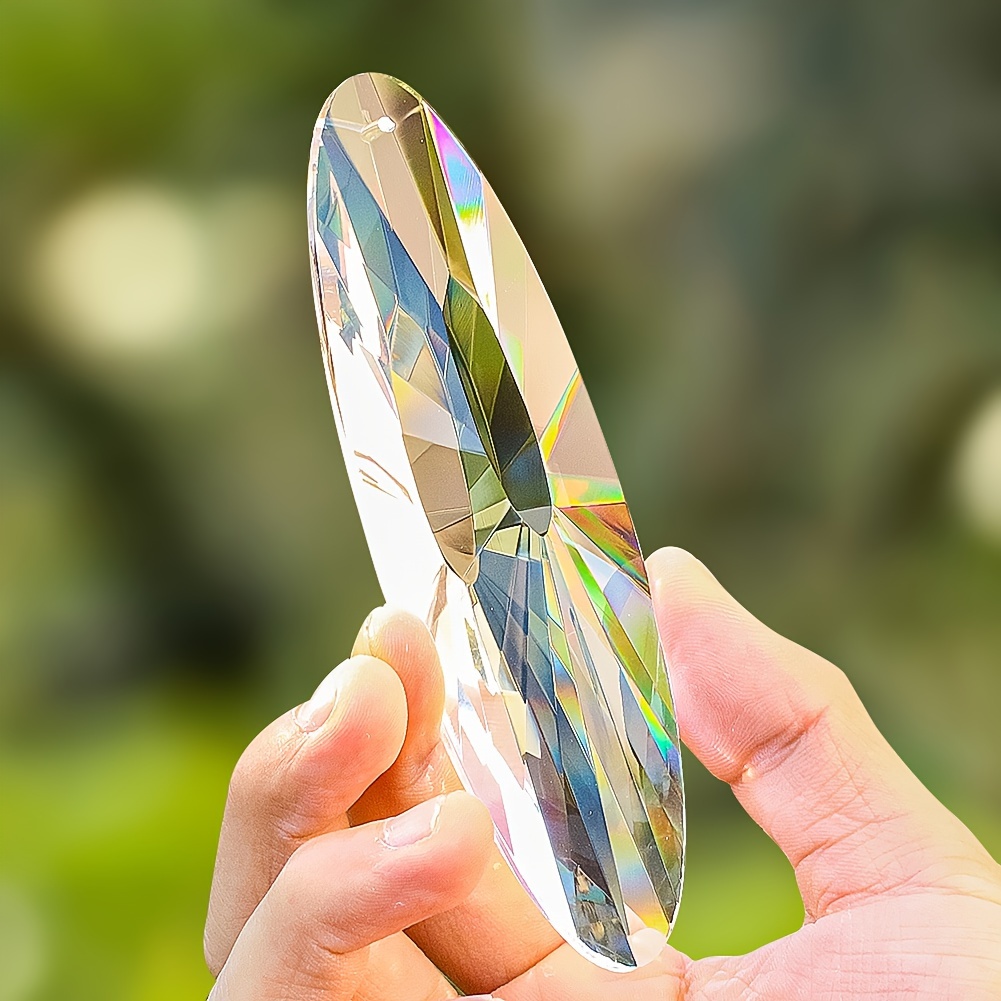 

120mm Transparent Long Oval Crystal Sun Catcher Glass Pendant Prism Rainbow Maker Courtyard Garden Crystal Decoration Accessories