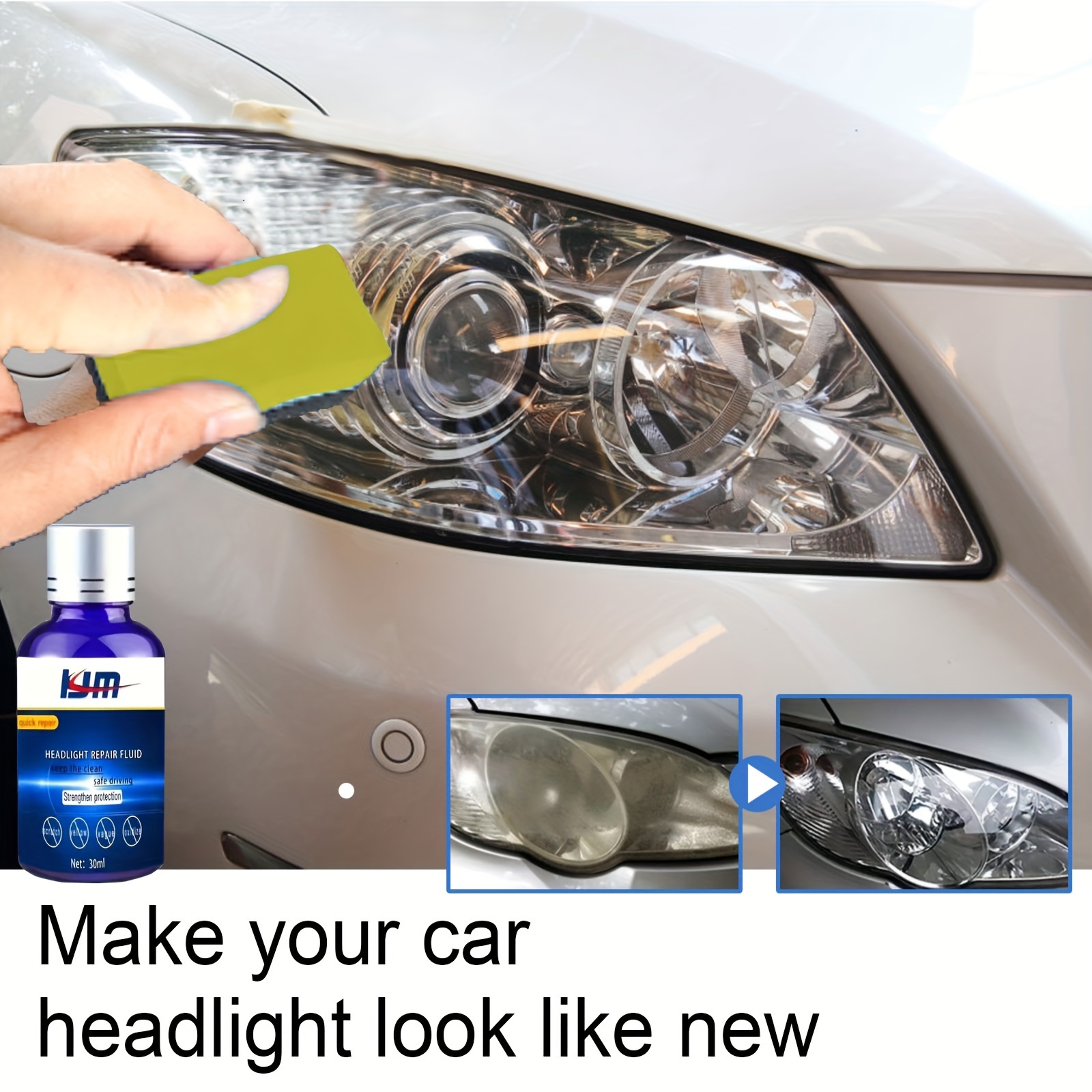 Car Headlight Repair Kit,Headlamp Glass Polishing Liquid Car Headlight  Restoration Fluid Scratch Remover,2Pcs