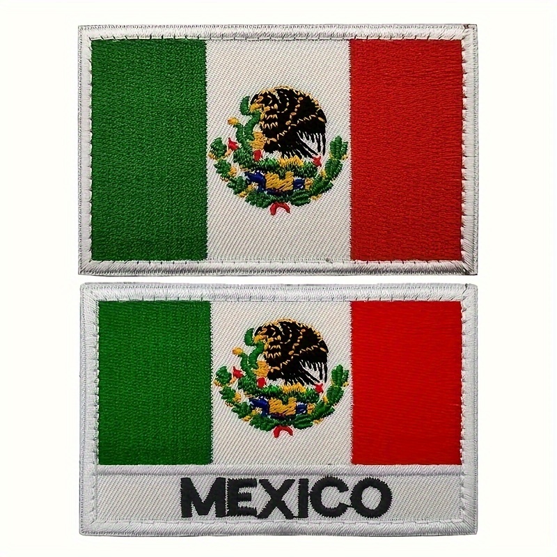 Mexican Flag Patches (2-Pack), Mexico Patches for Backpacks & Jackets,  Mexican Morale Patch, Mexican American Flag Patch (Large Flag (2-Pack))