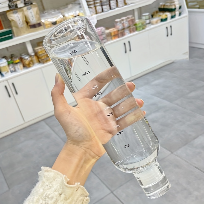 500 Ml/750 Ml Große Kapazität Glas Wasser Flasche Mit Zeit Marker Abdeckung  Für Wasser Trinken Transparente Milch Saft Einfache Tasse Geburtstag