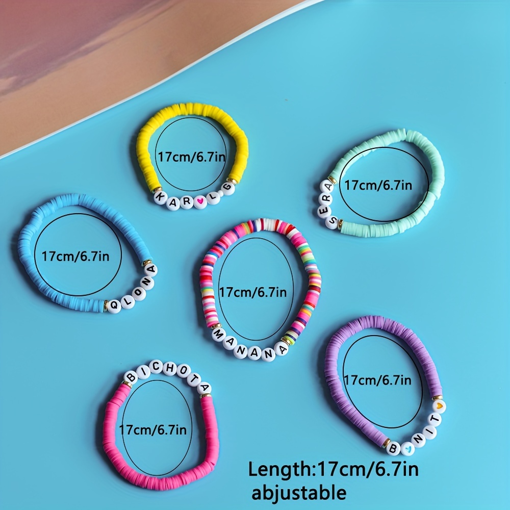 Cute Colorful Letter Beads Decor Stretchable Friendship - Temu