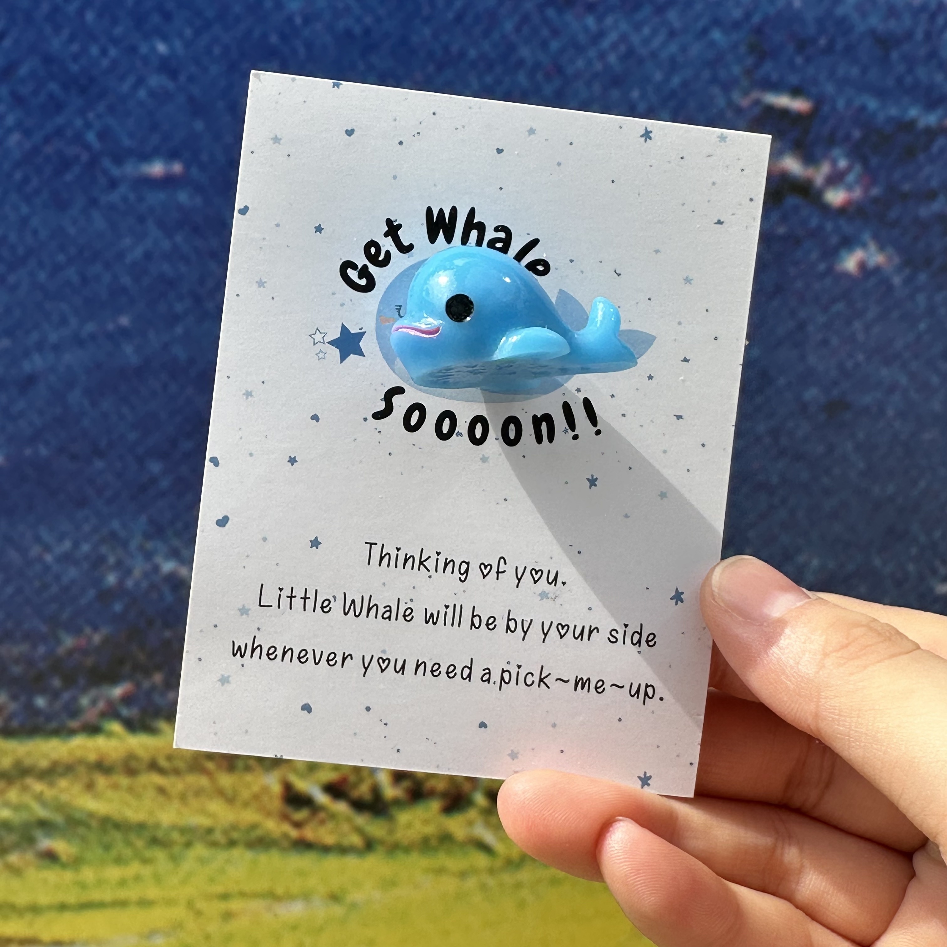 Pocket Hug Get Whale Soon Card Adorable Blue Resin Whale - Temu