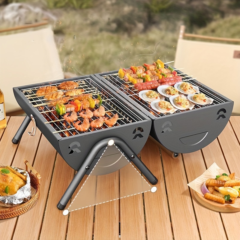 1pc New BBQ Grill, Portable Outdoor Folding Barbecue Grill, Household Yard  Charcoal Carbon Grill, Chimney Stove, Kitchen Accessories Kitchen Stuff Par