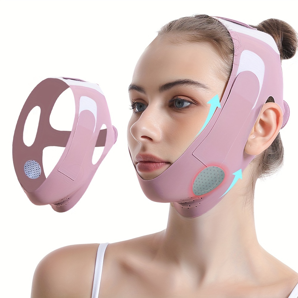 Facial Slimming Face Lifting Bandage Facial Double Chin Care Weight Loss  Face Belts(Rose Red)