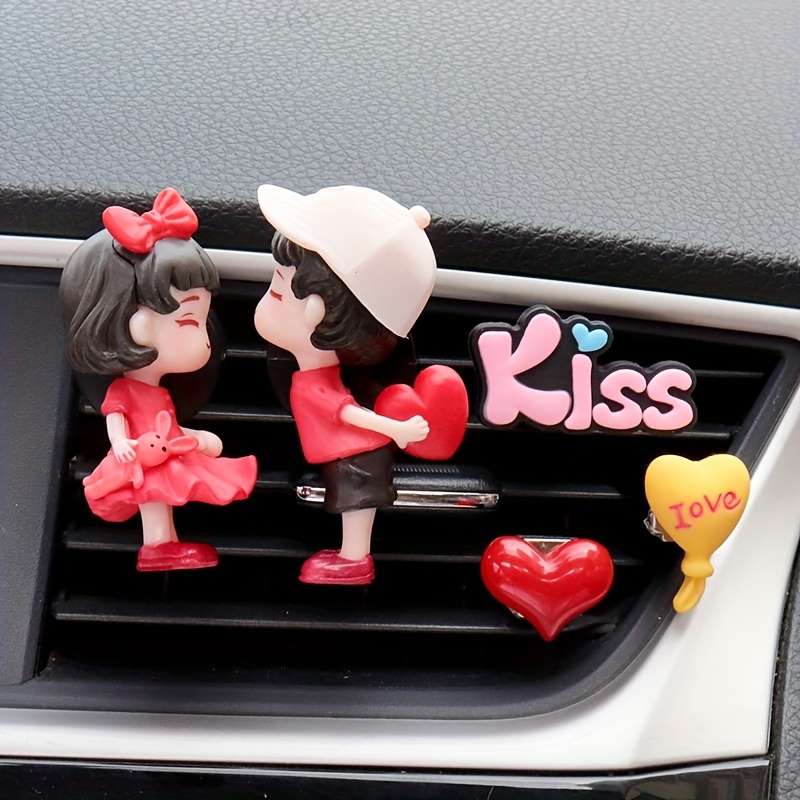 Car Cute Couple Ornaments Kiss Couple Car Interior - Temu