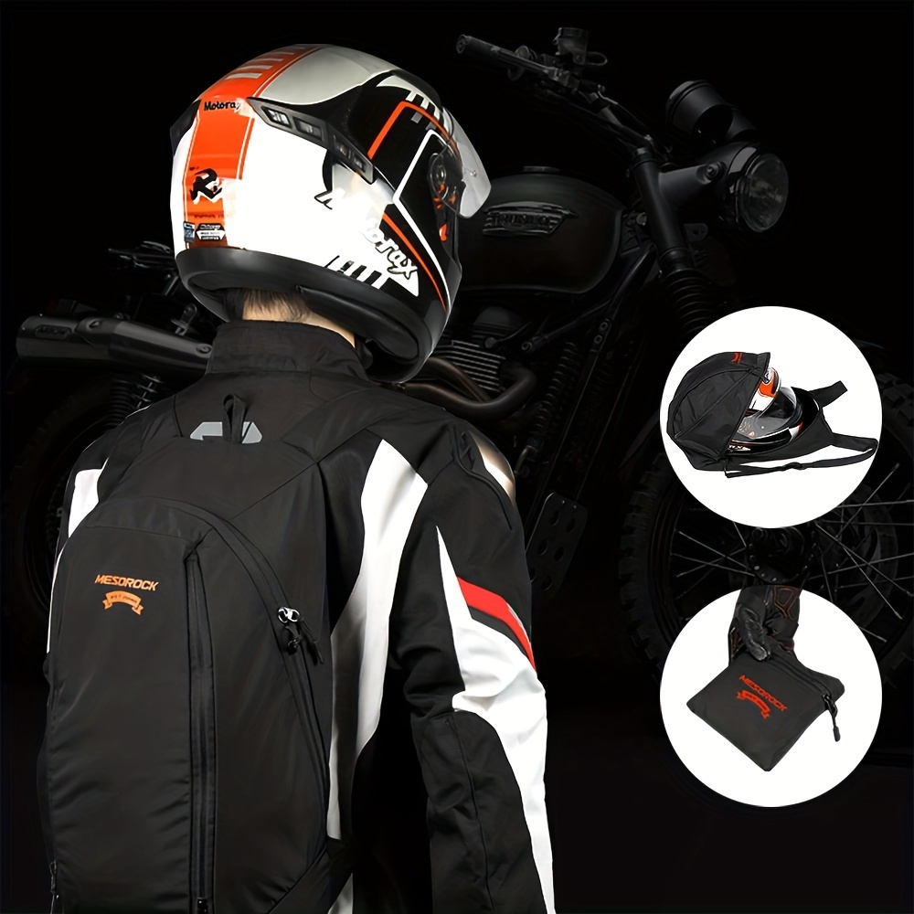  ILM - Mochila de gran capacidad para casco de motocicleta,  impermeable, ligera: bolsa de almacenamiento con rayas reflectantes. :  Automotriz