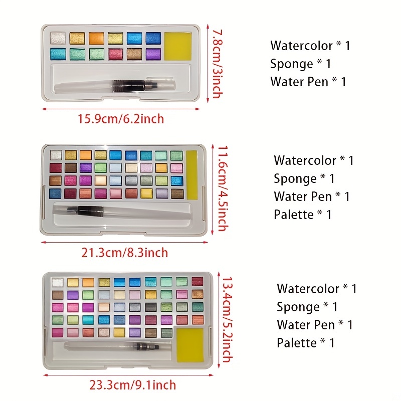 Premium 12/36/48 Color Metallic Watercolor Paint Set With - Temu