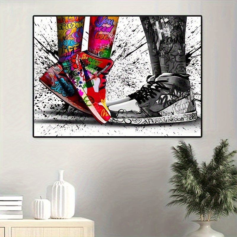 Graffiti Air Hi Tops Sneaker Shoes Nike Jordan Graffiti Pop Art Modern Wall  Art