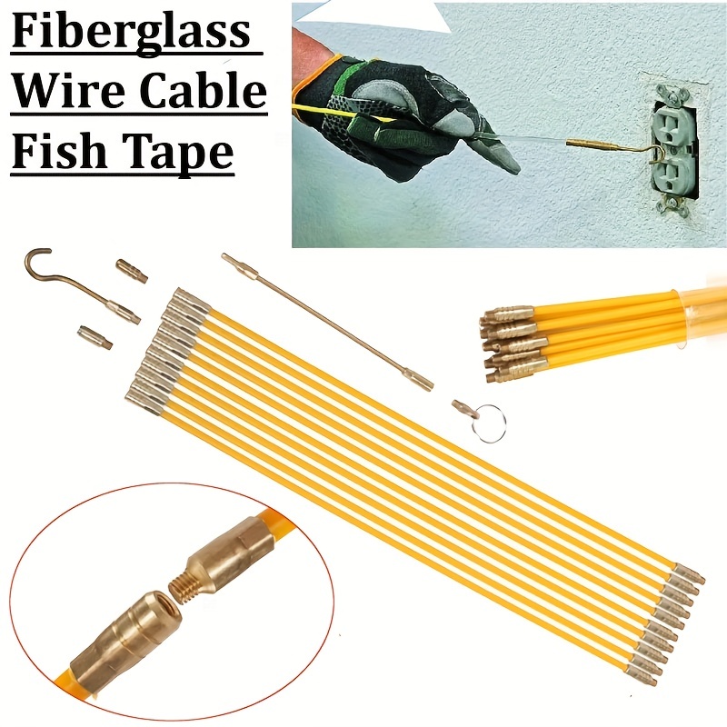 11 ft Fiberglass Wire Running Kit Wall Cable Wire Fishing Rod Pull Push  Tool
