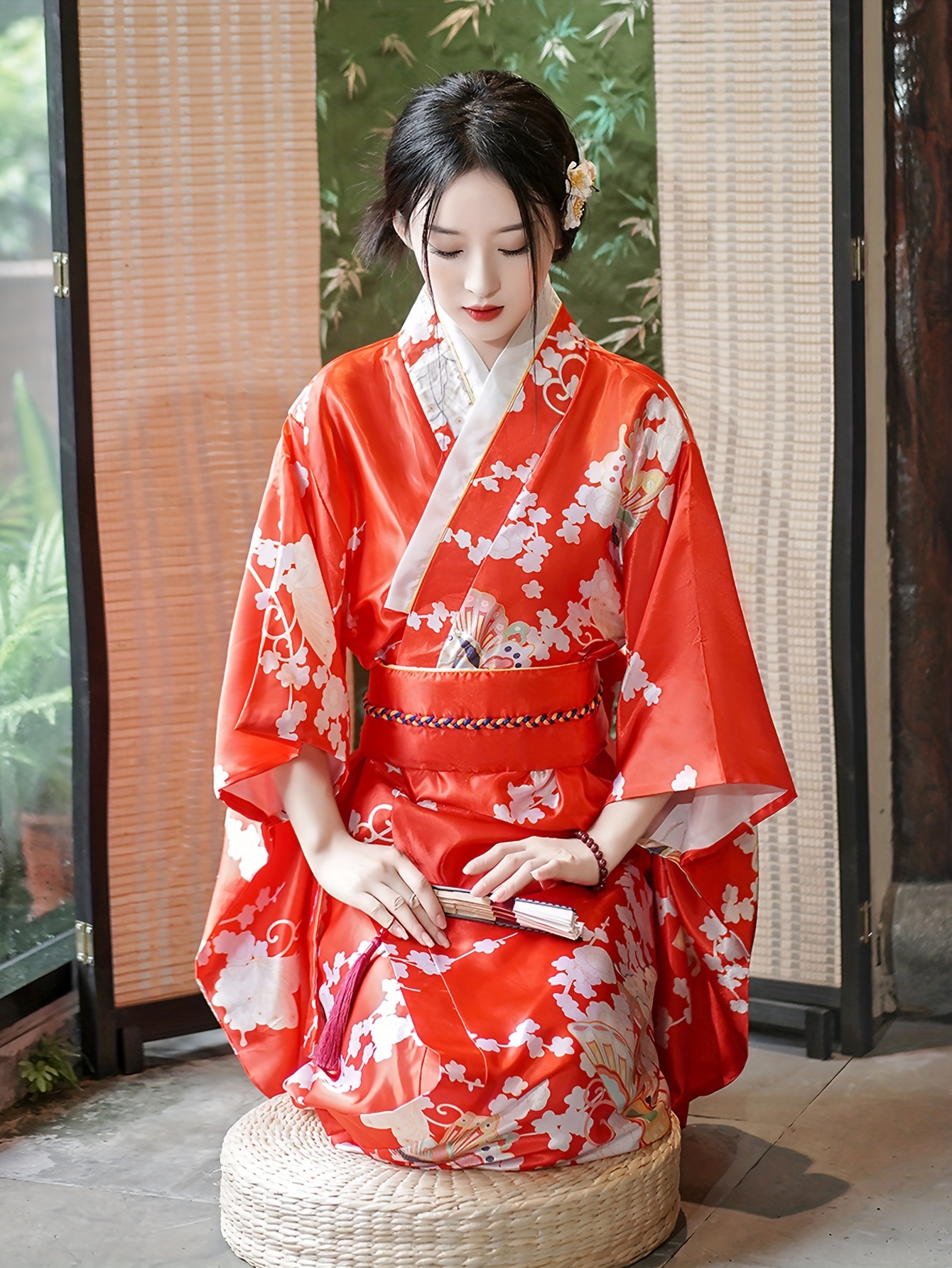 Japanese Red Kimono Dress - Woman