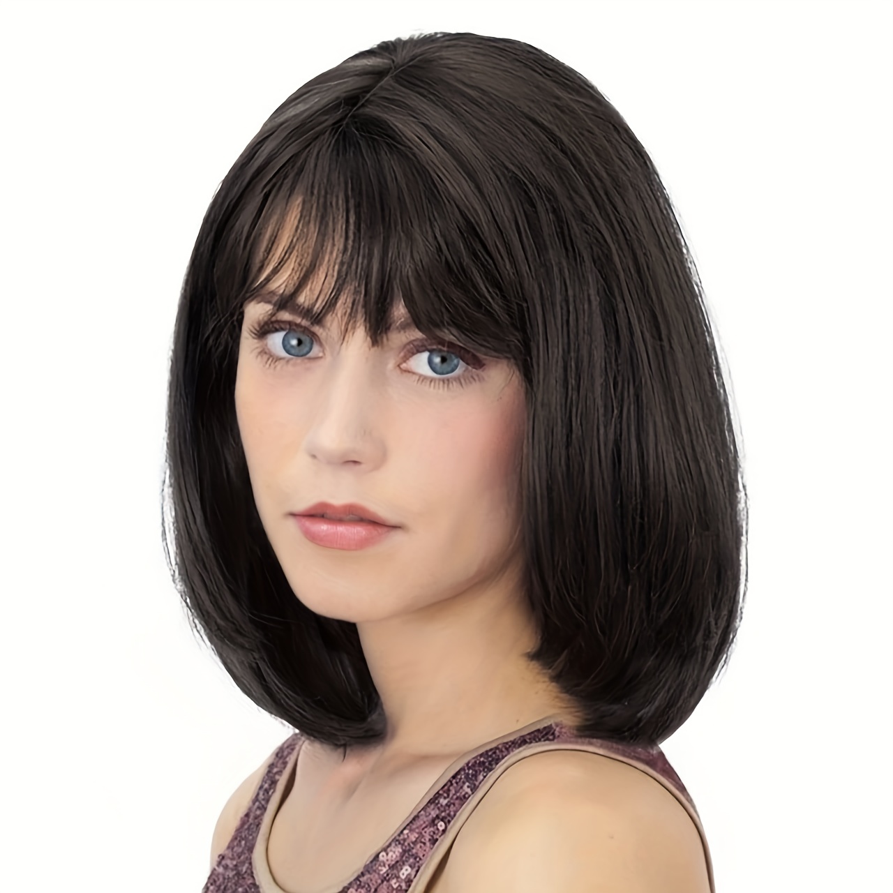 Rainbow Fairy Wig Bangs Darkest Brown Short Straight Wigs Temu