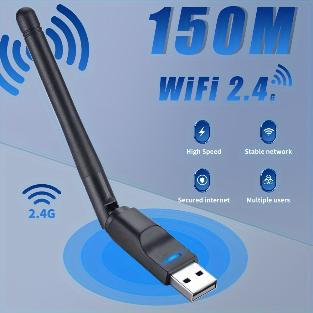  802.11b/g/n USB Wifi Adaptador 2.4G Dongle 150Mbps Tarjeta de  red inalámbrica 802.11n/g/b Ethernet USB Lan Receptor Wifi para PC Windows  : Electrónica
