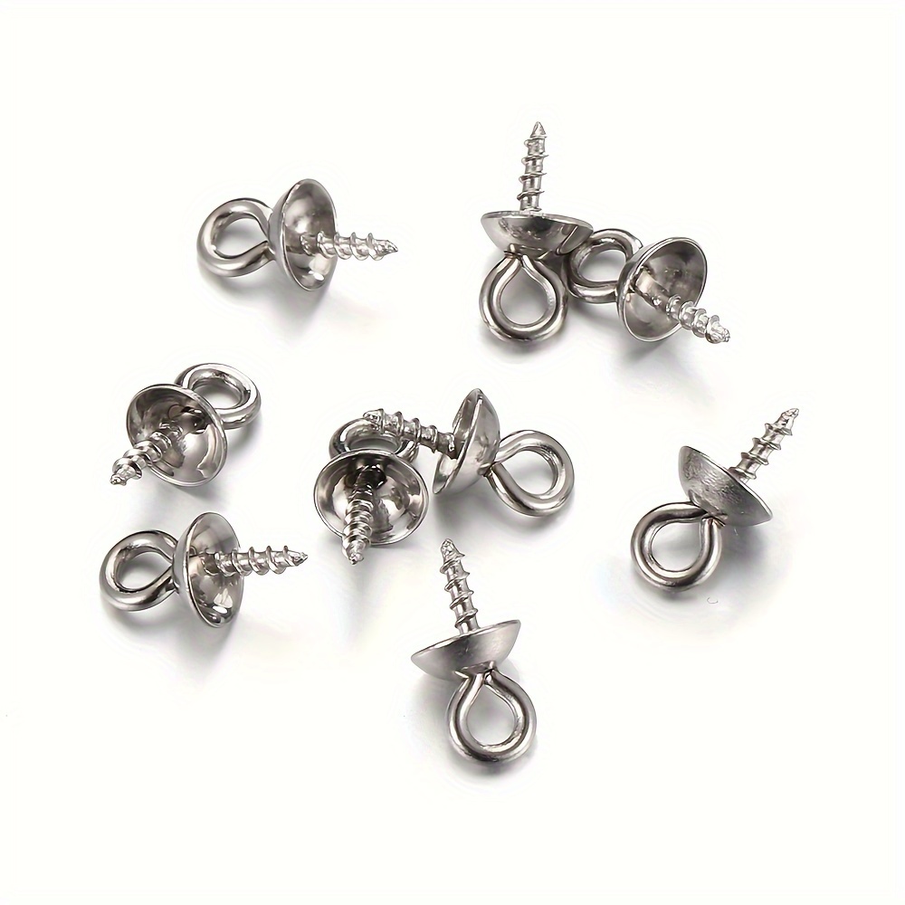 Stainless Steel Screw Eye Pins Bail Top Drilled Beads End - Temu