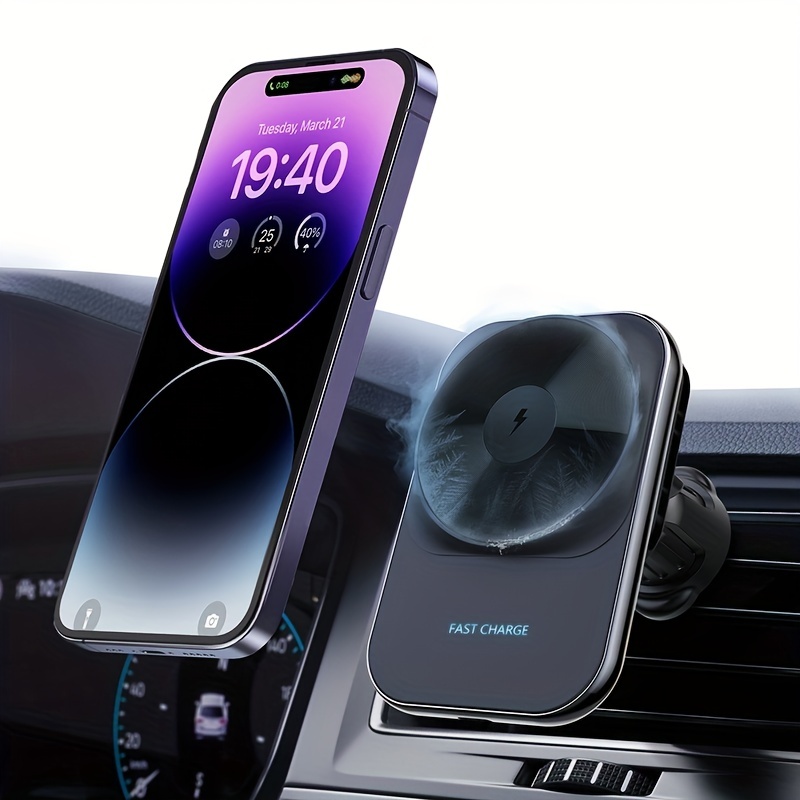 Chargeur de voiture sans fil, ventilateur de refroidissement intégré dans  la voiture, support de téléphone à