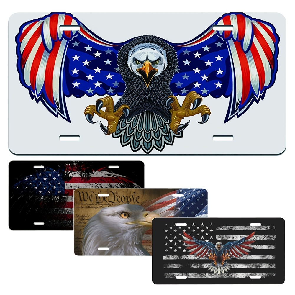 USA Patriotic Eagle American Flag Plaque D'immatriculation En Aluminium  Pour Voiture Plaque D'immatriculation Avant En Métal Décoratif Avec 4 Trous Plaque  D'immatriculation De Voiture 6x12 Pouces - Temu France