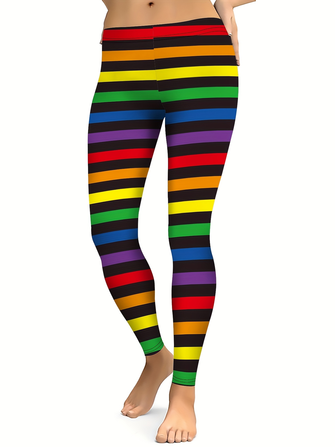 Womens Multicolor High Waist Yoga Pants Breathable, Moisture
