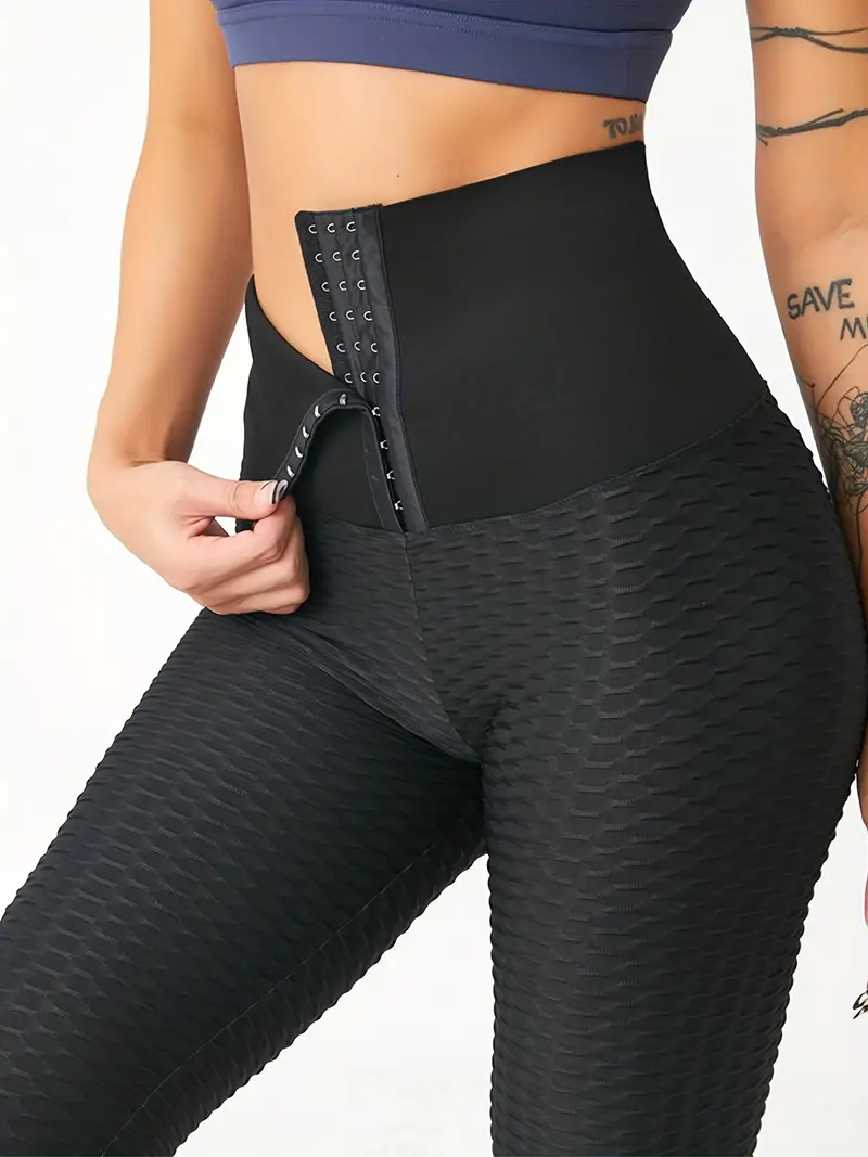 Women's Black Honeycomb Yoga Leggings Stretchy Butt lifting - Temu