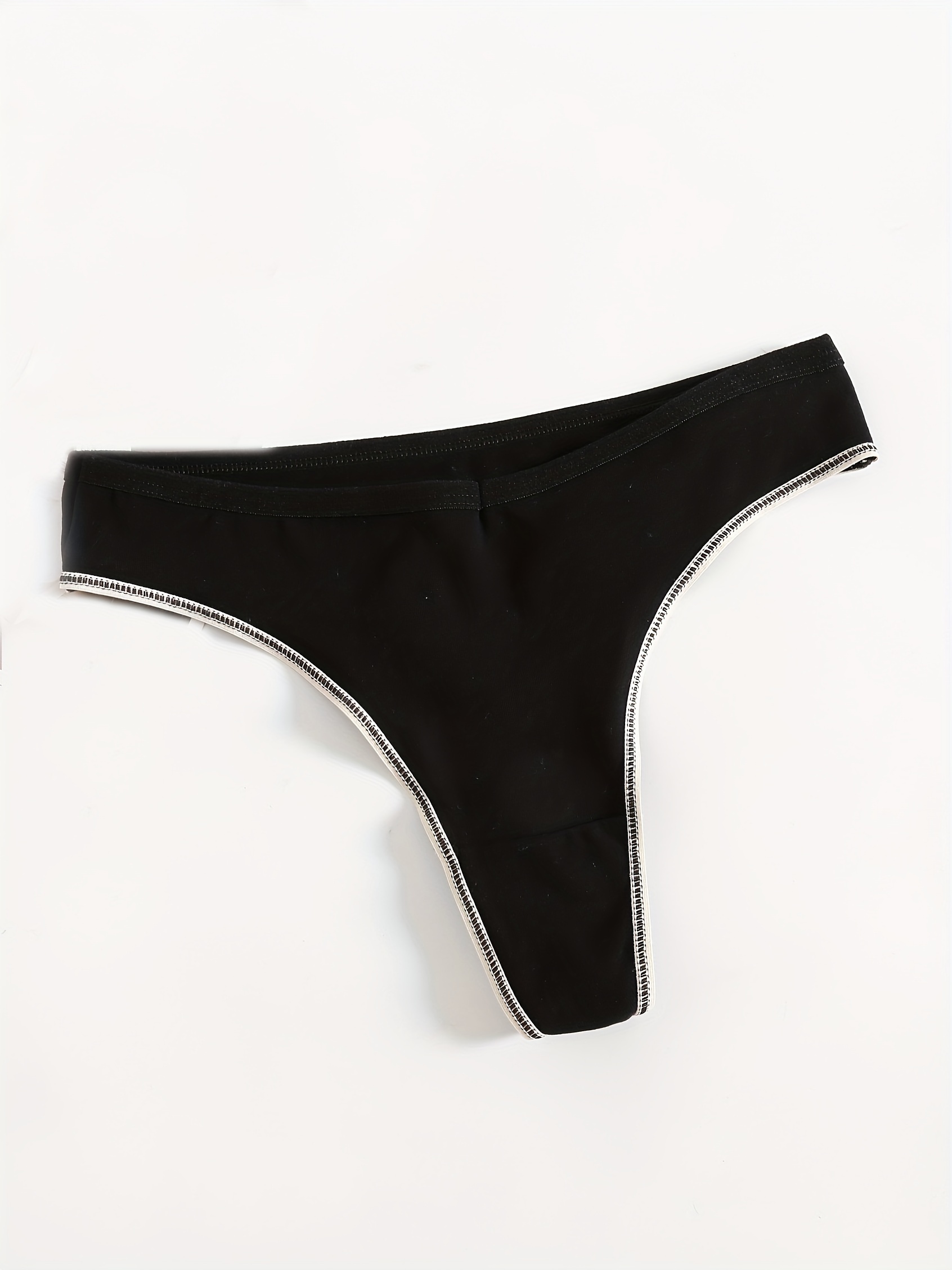 6-Pack Cotton Thong Panty - Black